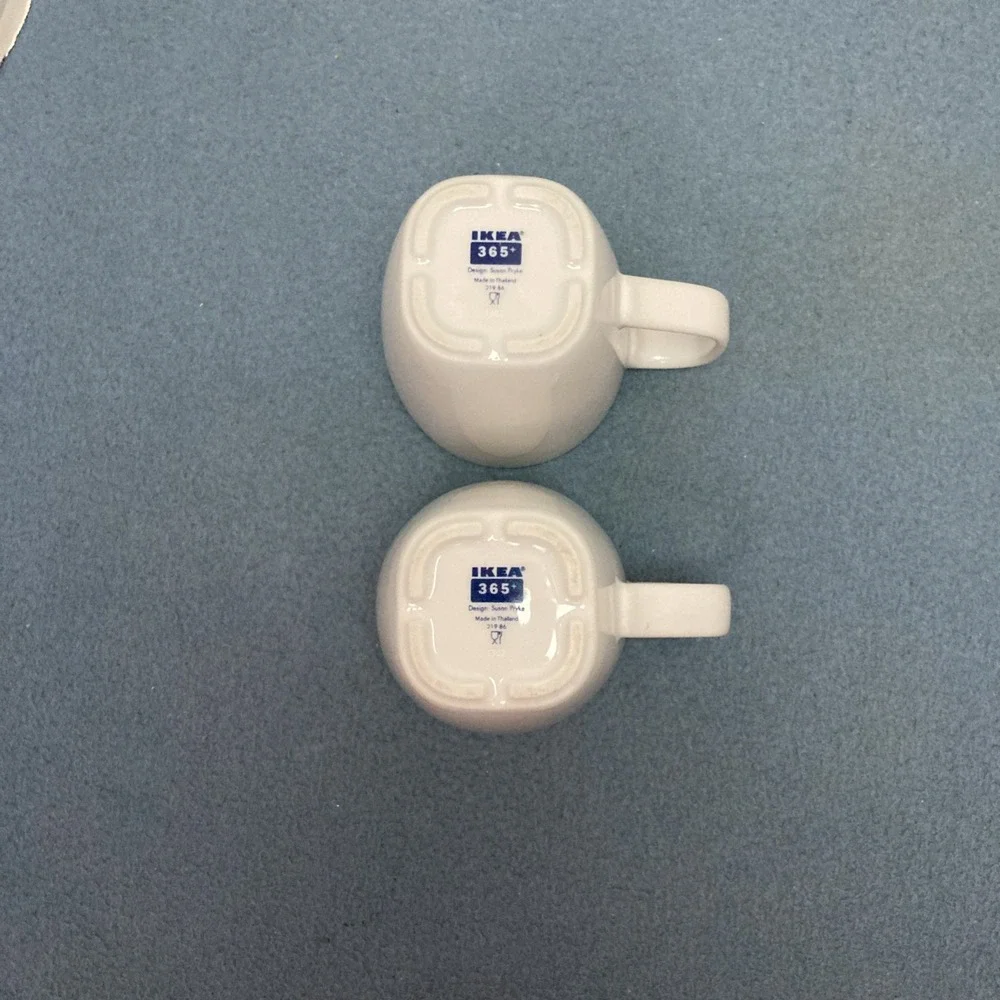 Ikea 365+ Susan Pryke White Square Bottom Coffee/Tea Mugs (21986) - Set of 2